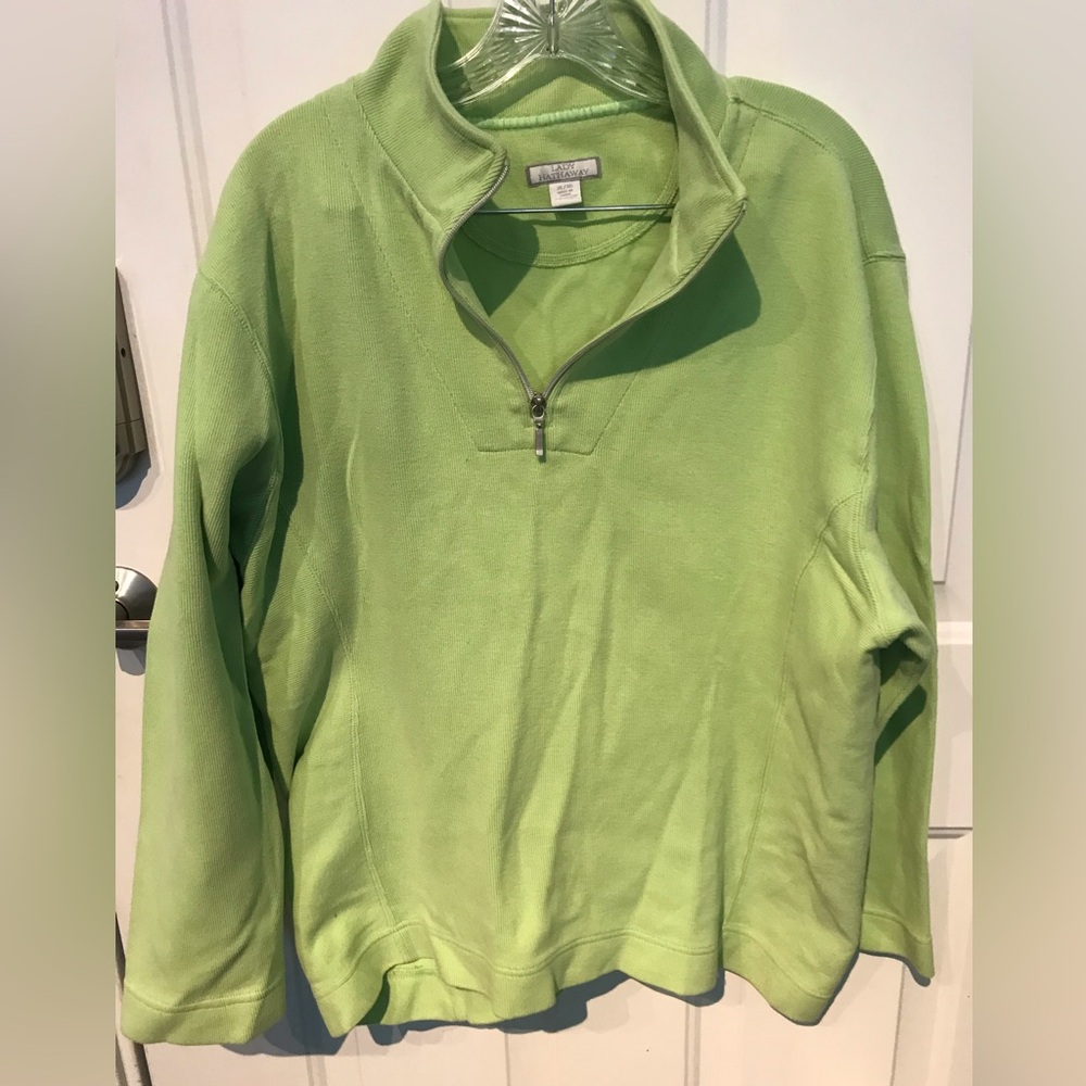 Great, polo style sweatshirt with 1/4 zipper, excellent condition. Lime Green XL